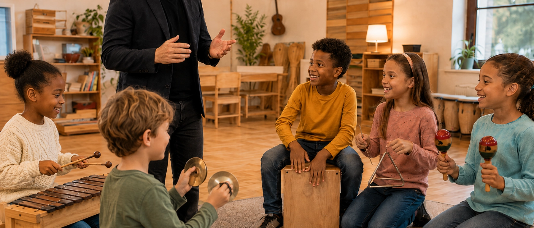 Kinder in einer Tiny-Tunes Musik-AG-Einheit